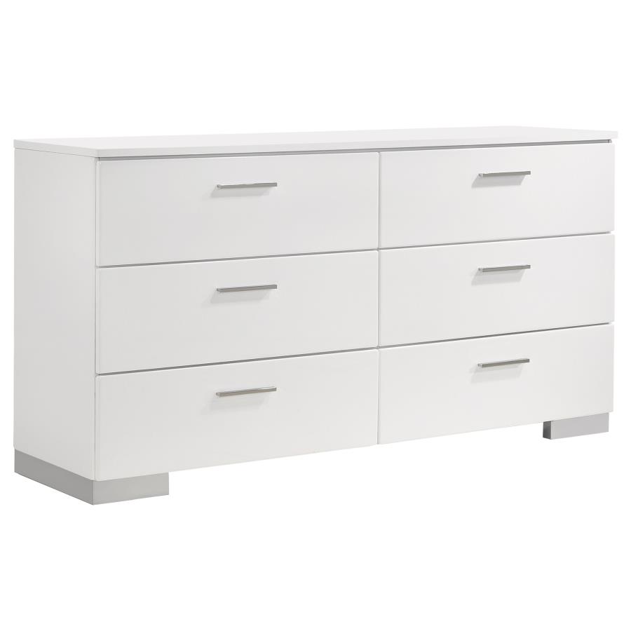 Felicity 6-piece Queen Bedroom Set White High Gloss view 7
