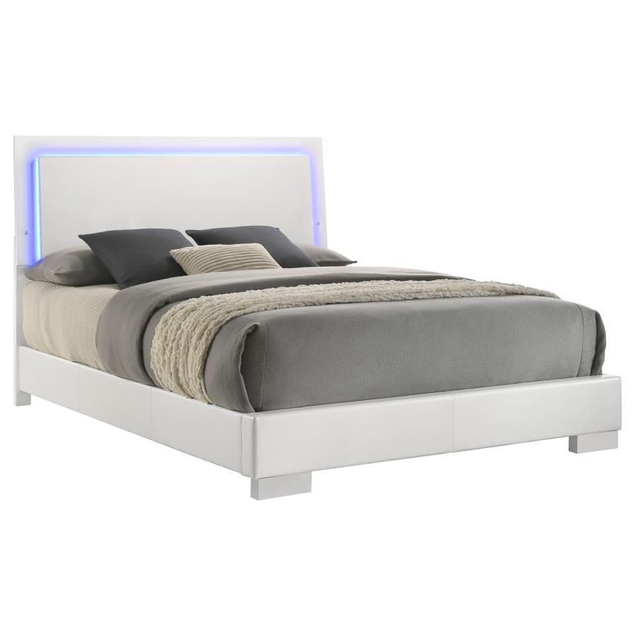 Felicity Wood Queen LED Panel Bed White High Gloss view 3