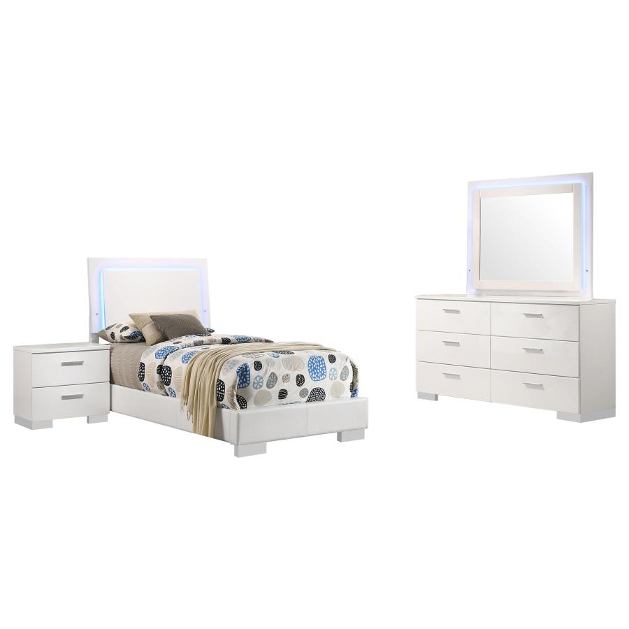 Felicity 4-piece Twin Bedroom Set White High Gloss view 2