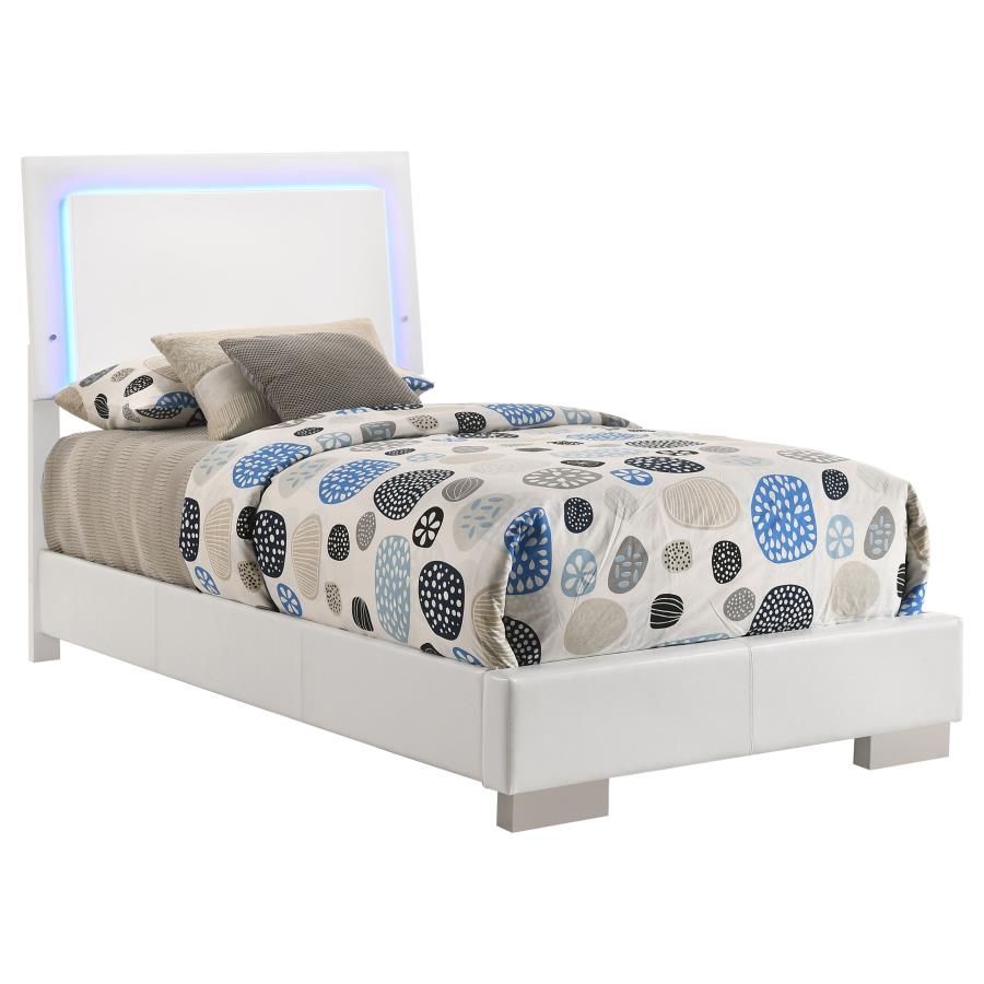Felicity Wood Twin LED Panel Bed White High Gloss view 3