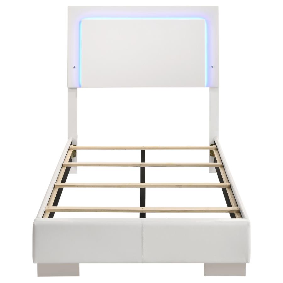 Felicity Wood Twin LED Panel Bed White High Gloss view 4