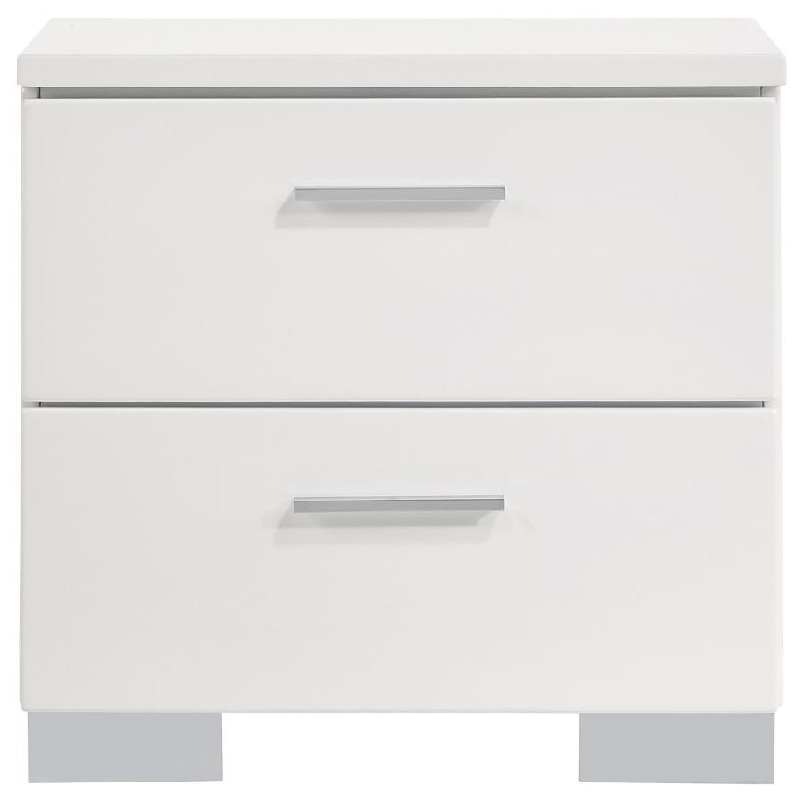 Felicity 2-drawer Nightstand White High Gloss view 3