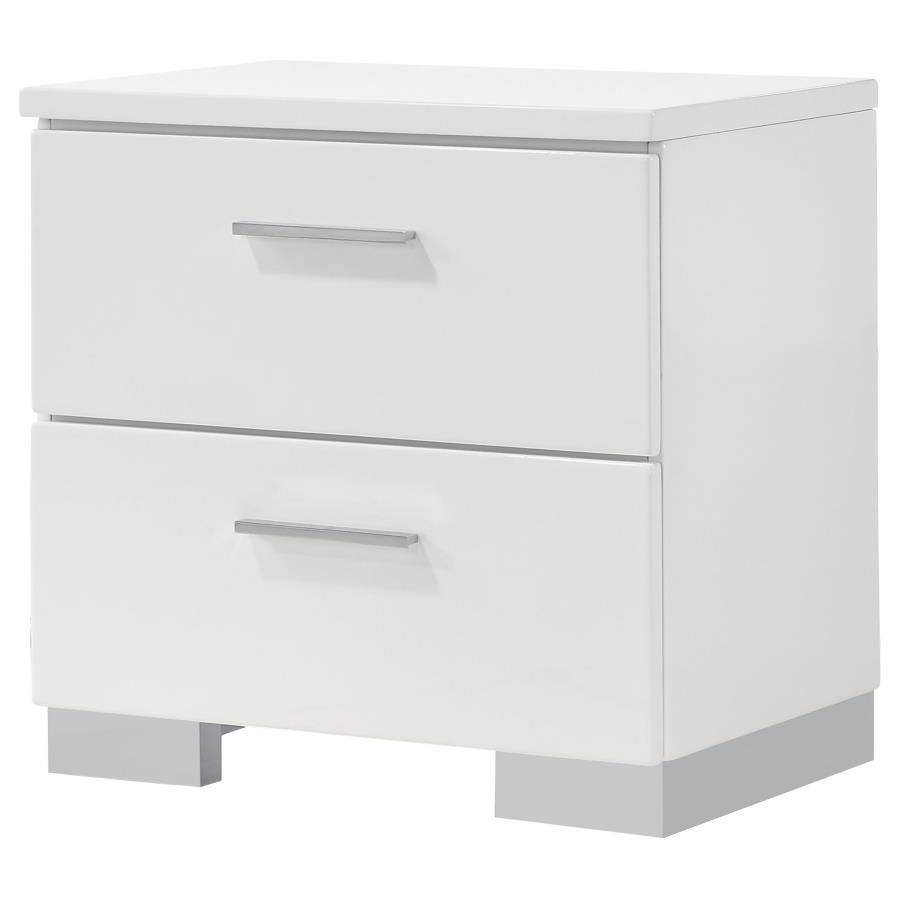 Felicity 2-drawer Nightstand White High Gloss view 4