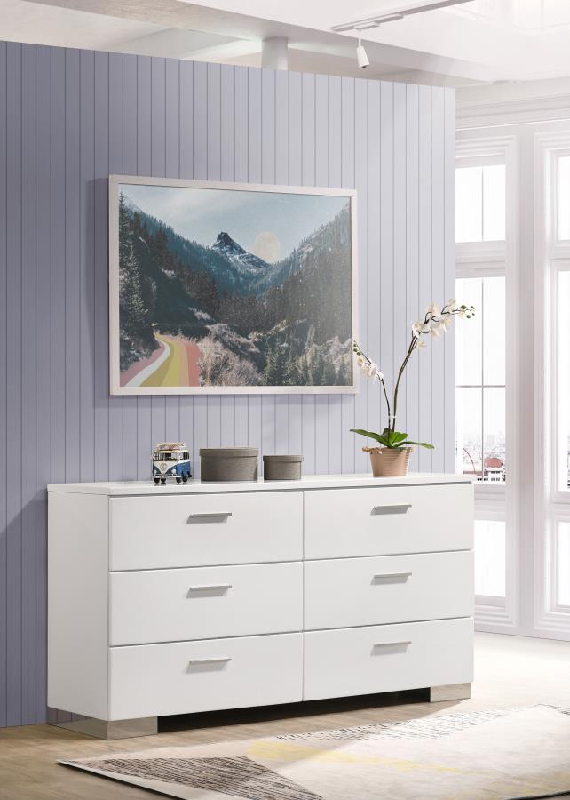 Felicity 6-drawer Dresser White High Gloss view 2