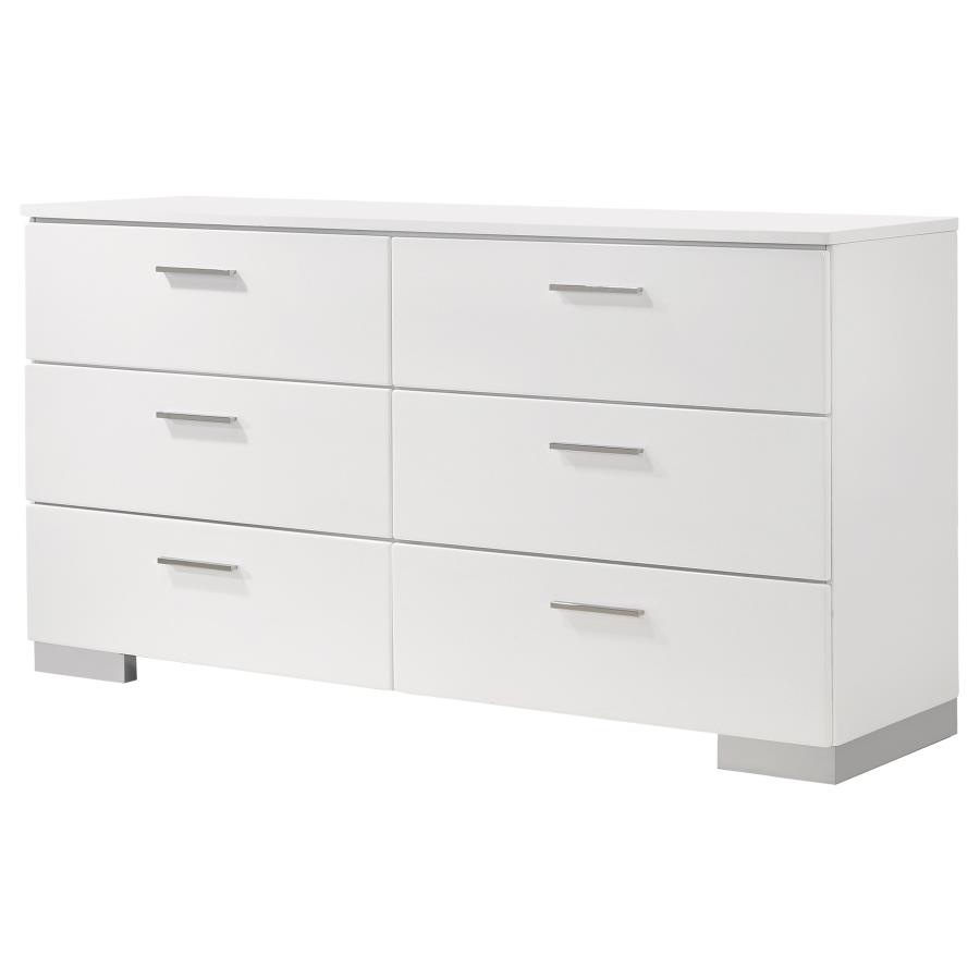 Felicity 6-drawer Dresser White High Gloss view 4