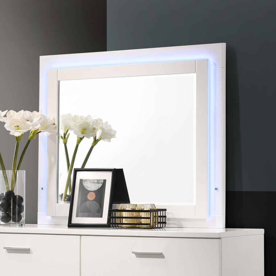 Felicity Wood LED Dresser Mirror White High Gloss view 2