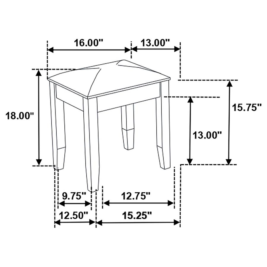 Felicity Upholstered Vanity Stool Metallic and Glossy White view 3