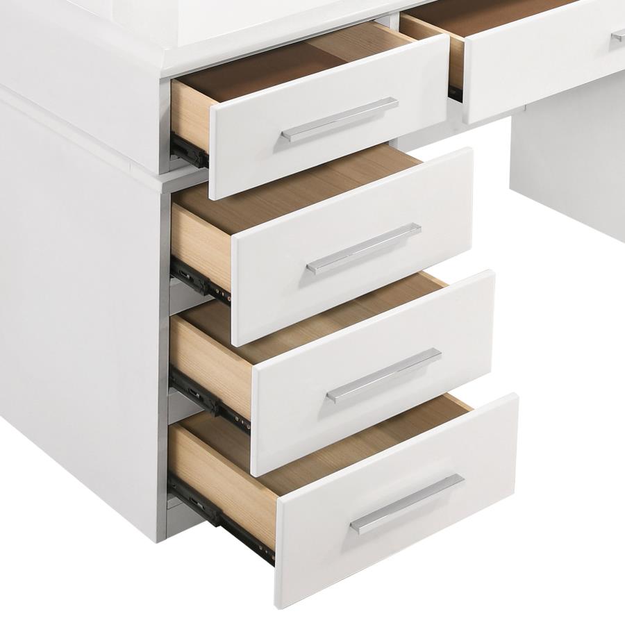 Felicity 9-drawer Vanity Table Lighted Mirror Glossy White view 6