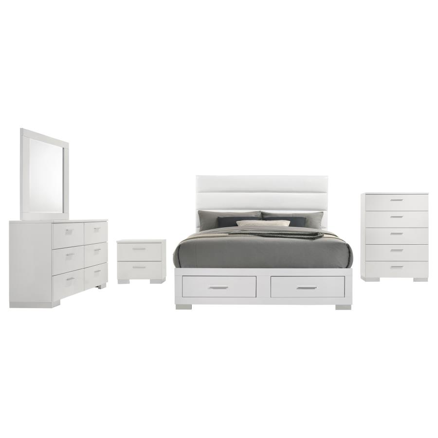 Felicity 5-piece Eastern King Platform Bedroom Set White view 2