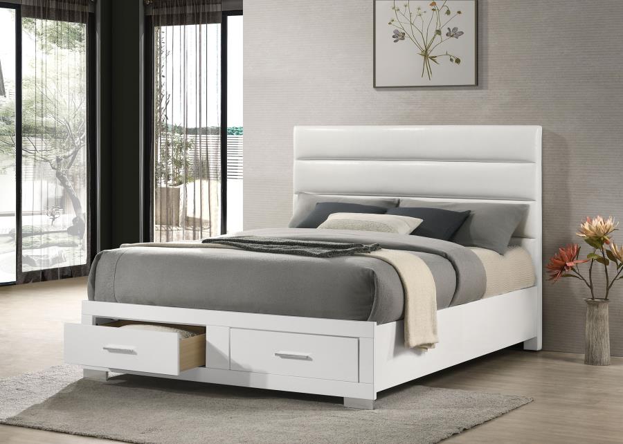 Felicity Eastern King Storage Bed White High Gloss view 2