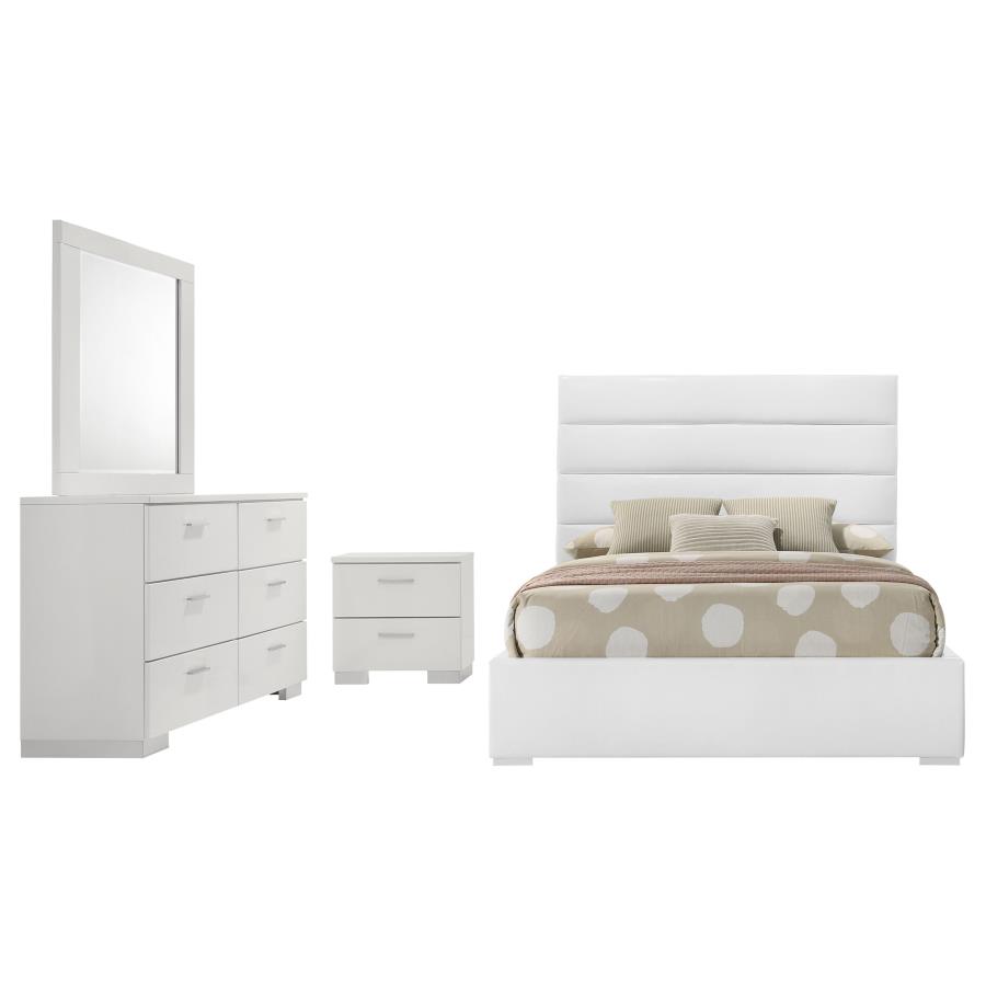 Felicity 4-piece Full Bedroom Set White High Gloss view 2