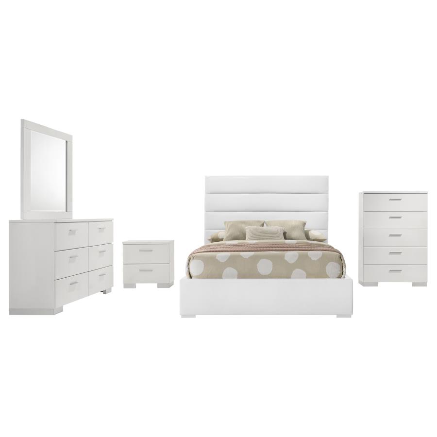 Felicity 5-piece Full Bedroom Set White High Gloss view 2