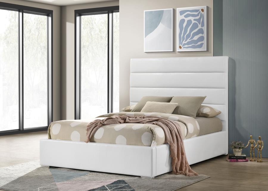 Felicity 53-inch Upholstered Full Platform Bed White view 2