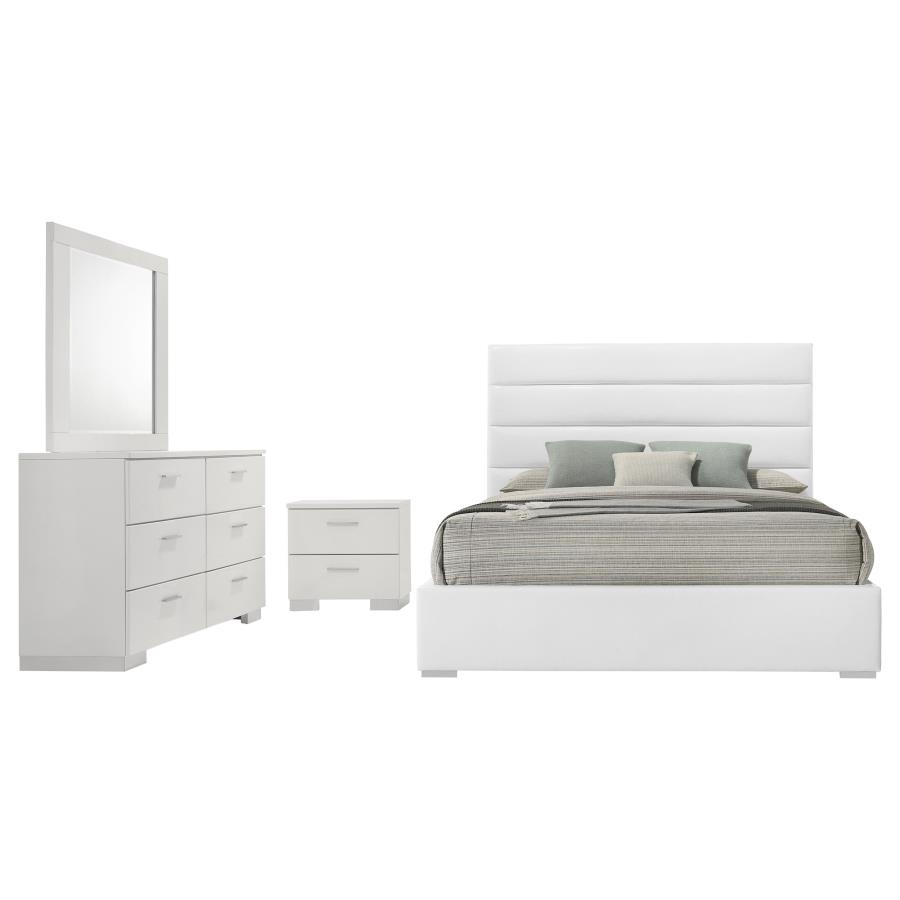 Felicity 4-piece Queen Bedroom Set White High Gloss view 2