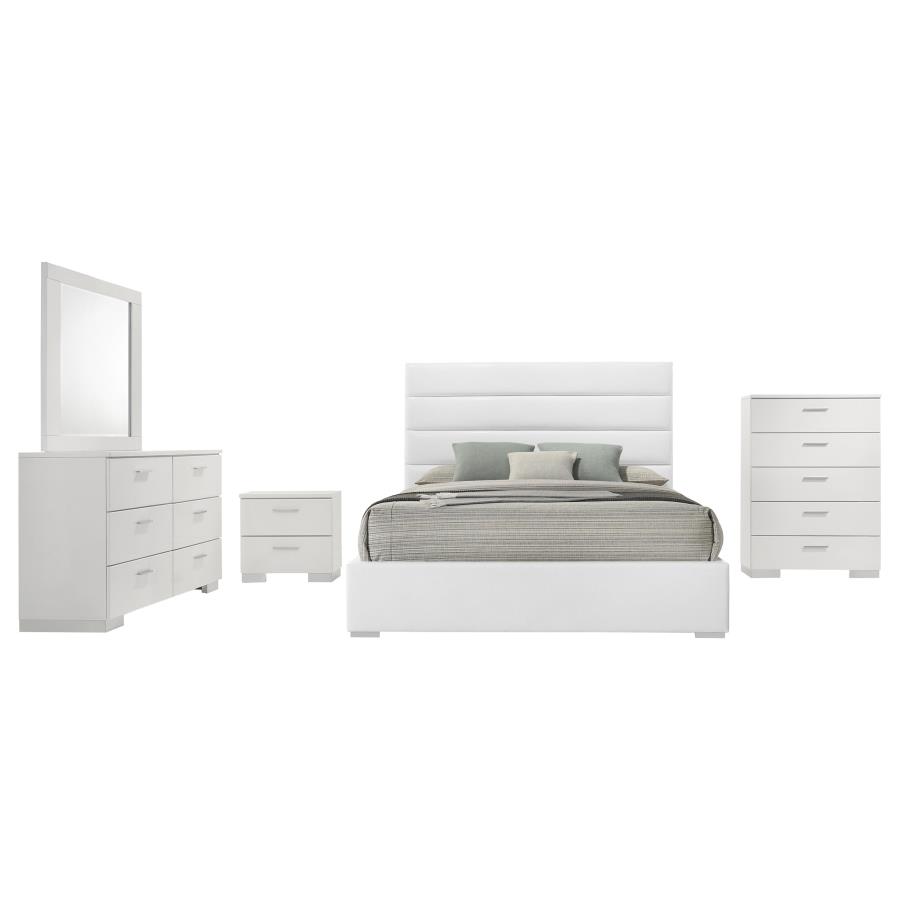 Felicity 5-piece Queen Bedroom Set White High Gloss view 2