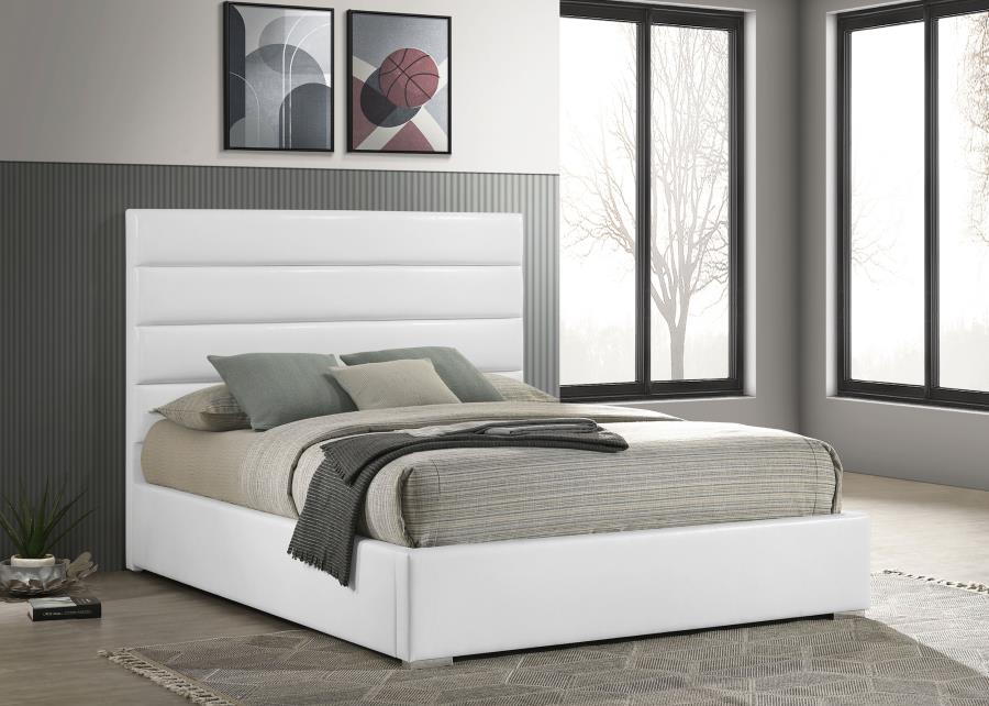 Felicity 53-inch Upholstered Queen Platform Bed White view 2