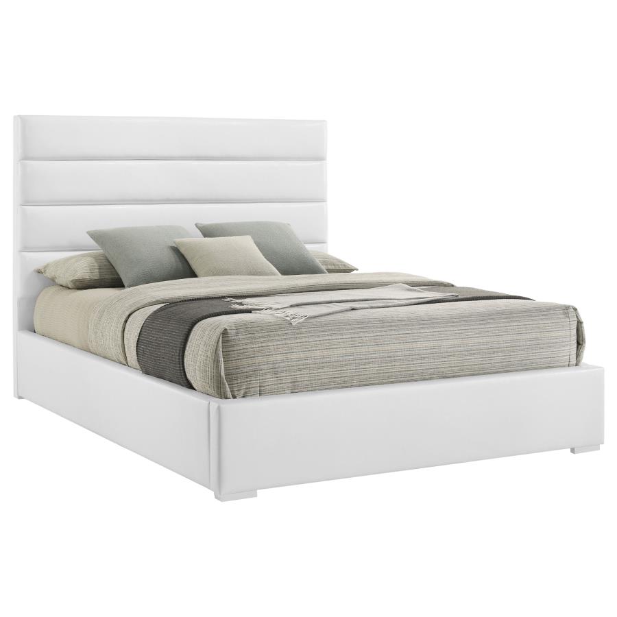 Felicity 53-inch Upholstered Queen Platform Bed White view 3