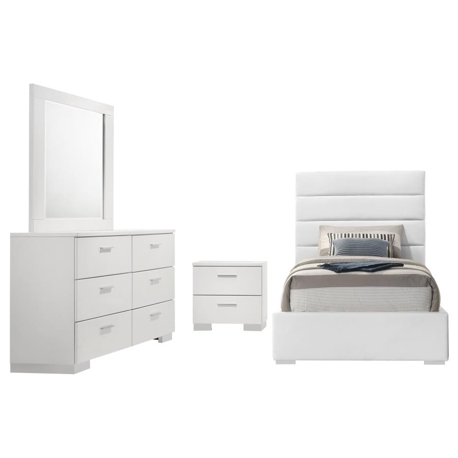 Felicity 4-piece Twin Bedroom Set White High Gloss view 2