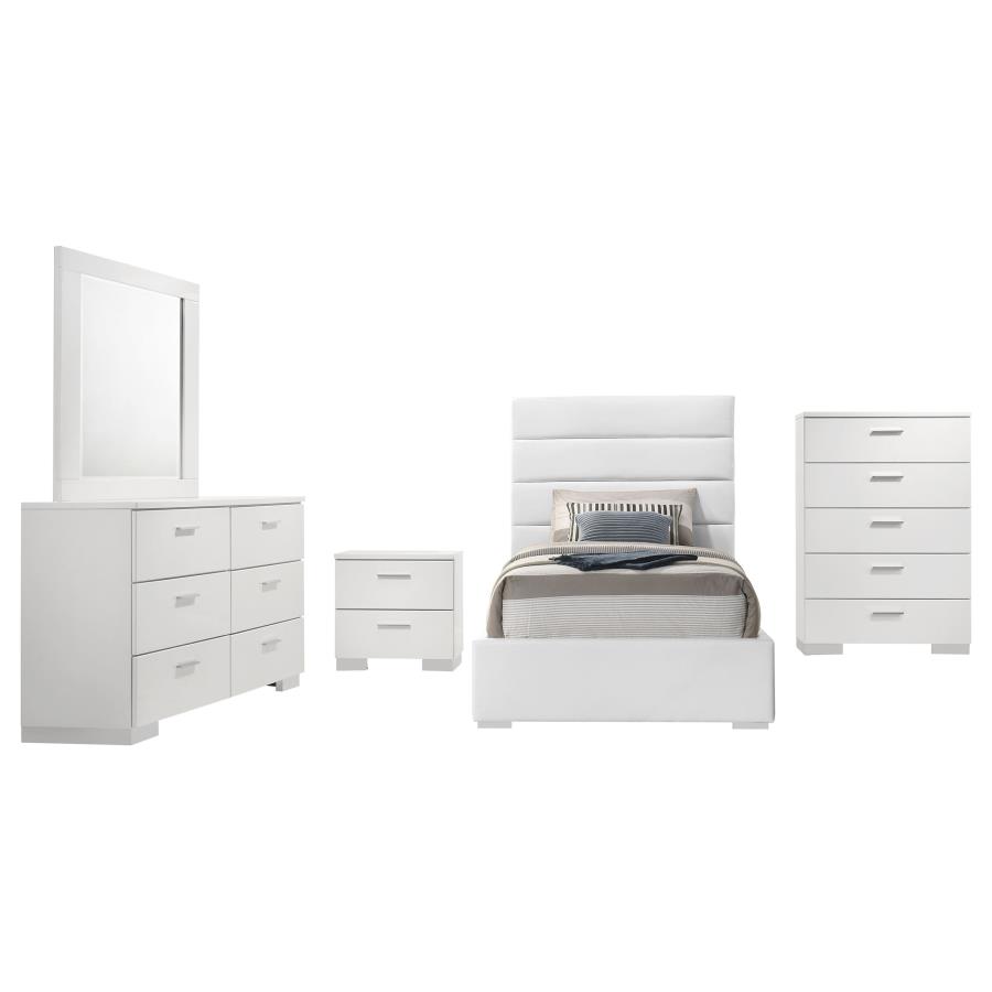 Felicity 5-piece Twin Bedroom Set White High Gloss view 2
