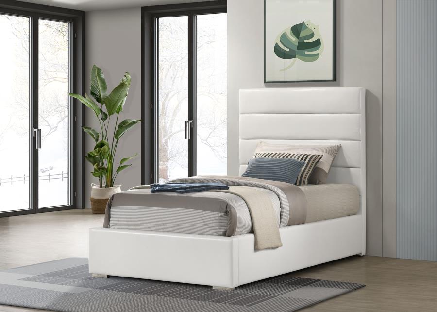 Felicity 53-inch Upholstered Twin Platform Bed White view 2