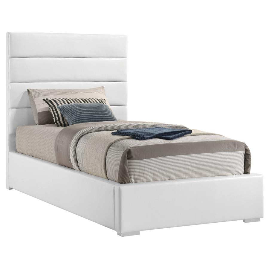 Felicity 53-inch Upholstered Twin Platform Bed White view 3