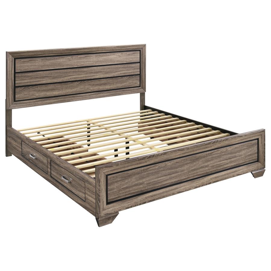 Kauffman Wood Eastern King Storage Panel Bed Washed Taupe view 4