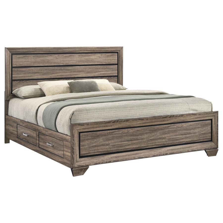 Kauffman Wood Eastern King Storage Panel Bed Washed Taupe view 5