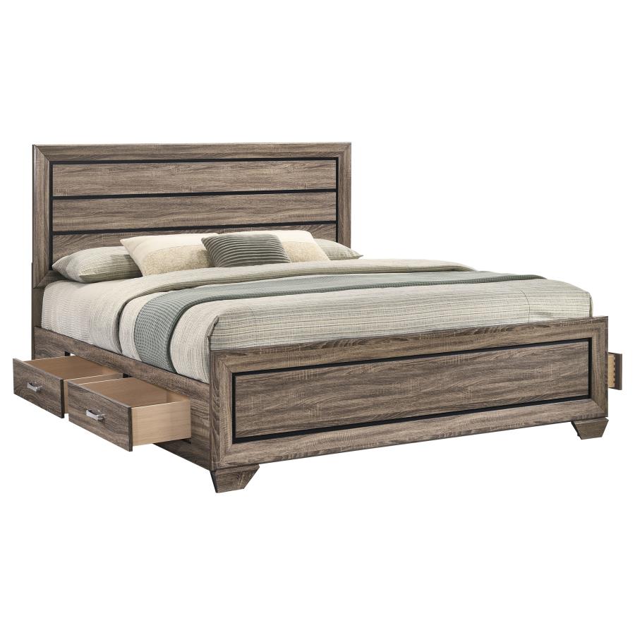 Kauffman Wood Eastern King Storage Panel Bed Washed Taupe view 6