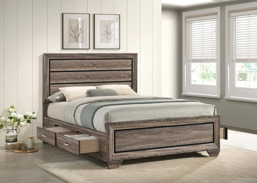 Kauffman Wood Queen Storage Panel Bed Washed Taupe view 3