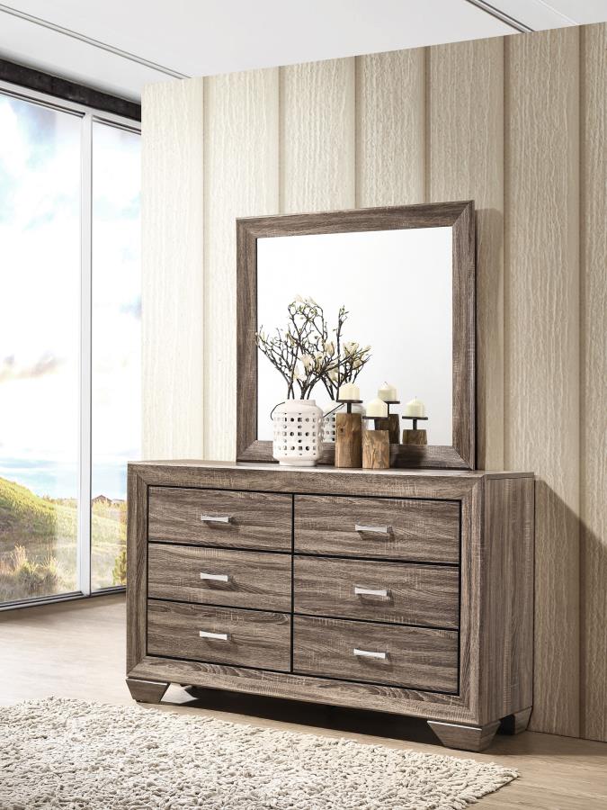 Kauffman 6-drawer Dresser with Mirror Washed Taupe view 2