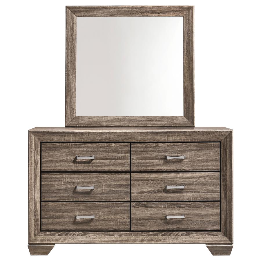 Kauffman 6-drawer Dresser with Mirror Washed Taupe view 3