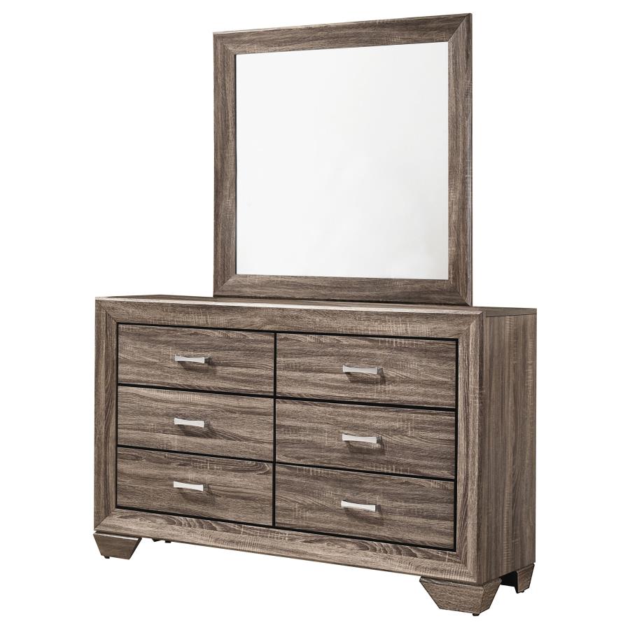 Kauffman 6-drawer Dresser with Mirror Washed Taupe view 4