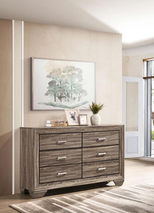 Kauffman 6-drawer Dresser Washed Taupe view 2