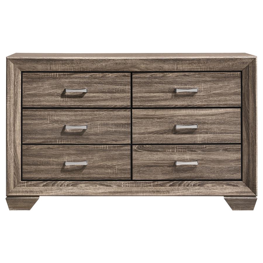 Kauffman 6-drawer Dresser Washed Taupe view 3