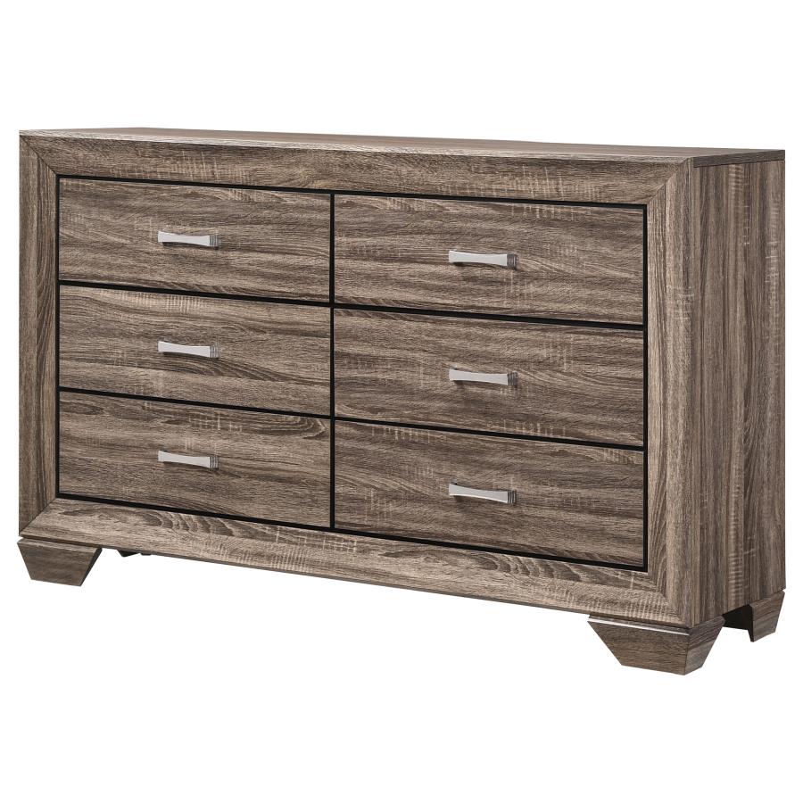 Kauffman 6-drawer Dresser Washed Taupe view 4