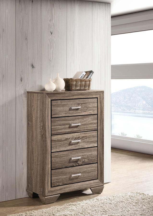 Kauffman 5-drawer Bedroom Chest Washed Taupe view 2