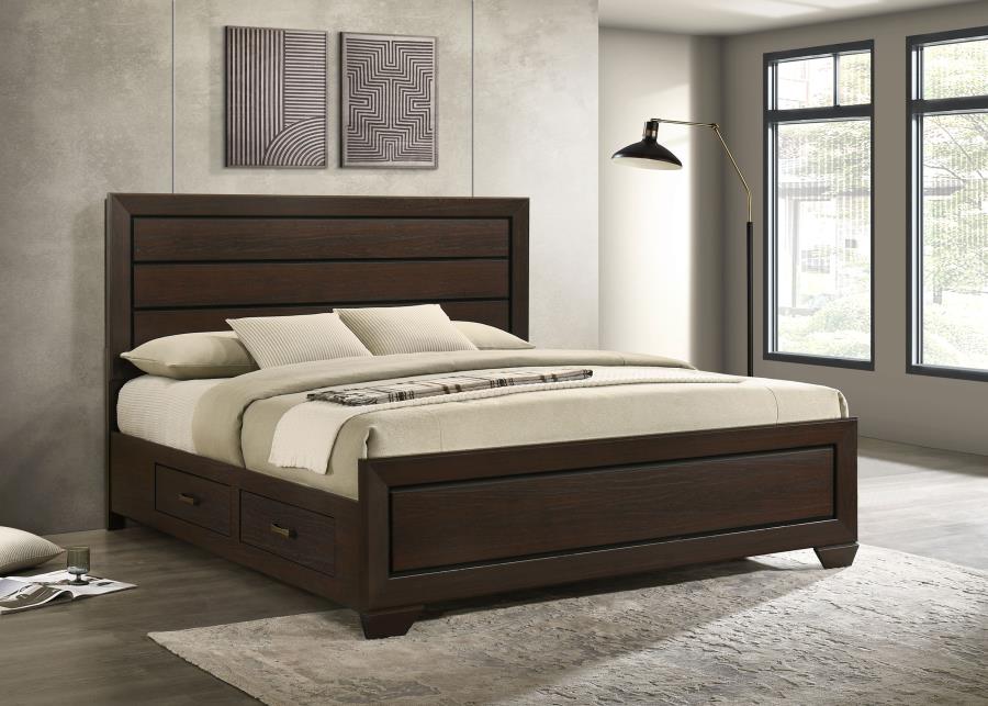Kauffman Wood Eastern King Storage Panel Bed Dark Cocoa view 2