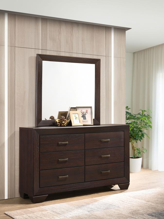 Kauffman 6-drawer Dresser with Mirror Dark Cocoa view 2
