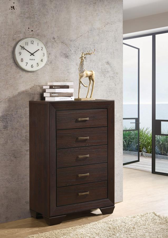 Kauffman 5-drawer Bedroom Chest Dark Cocoa view 2