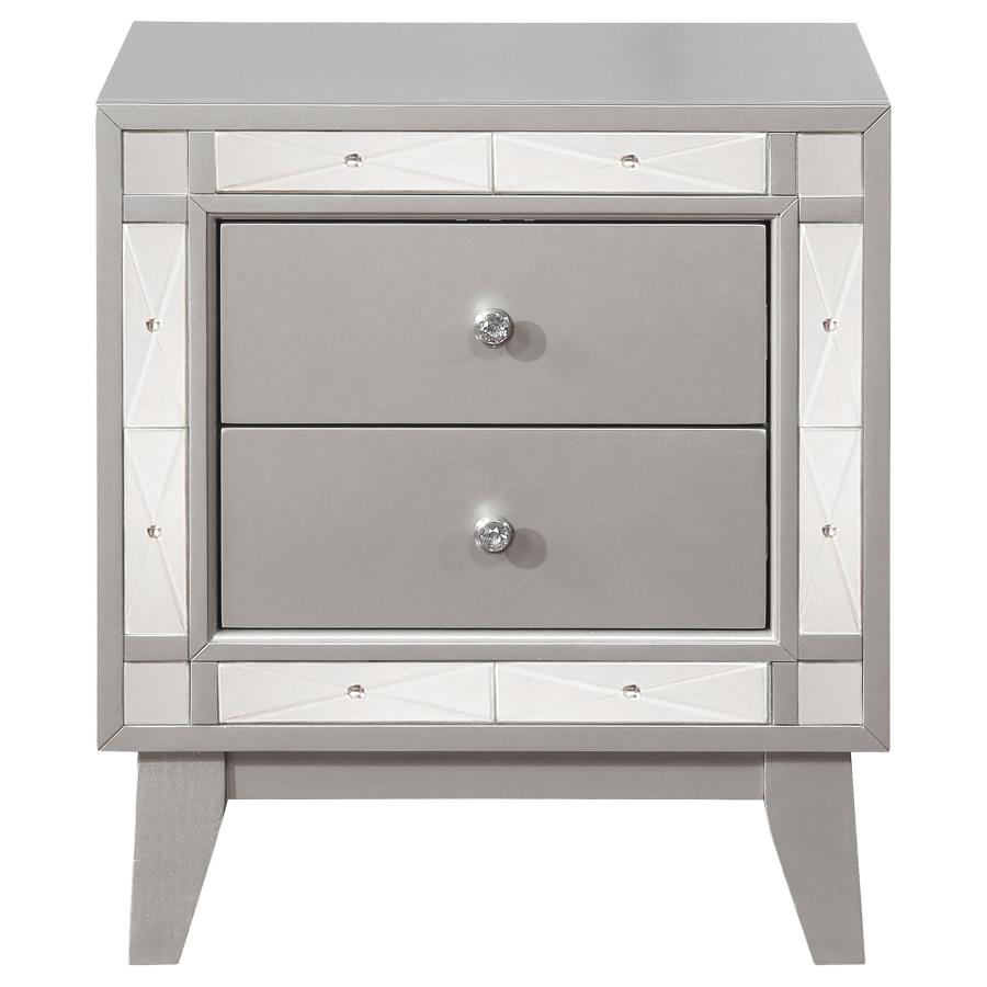 Leighton 2-drawer Nightstand Metallic Mercury view 3
