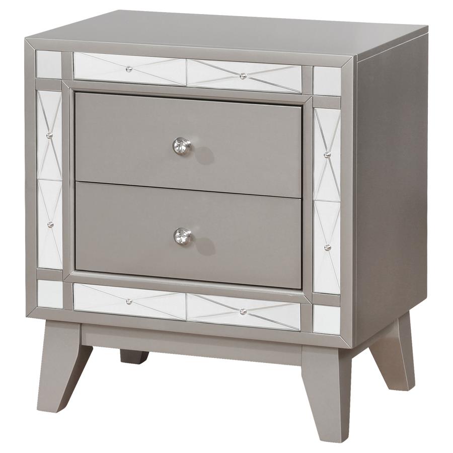 Leighton 2-drawer Nightstand Metallic Mercury view 4