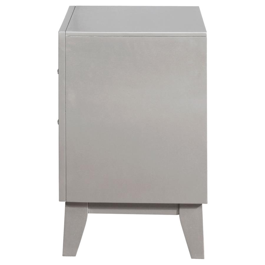 Leighton 2-drawer Nightstand Metallic Mercury view 5