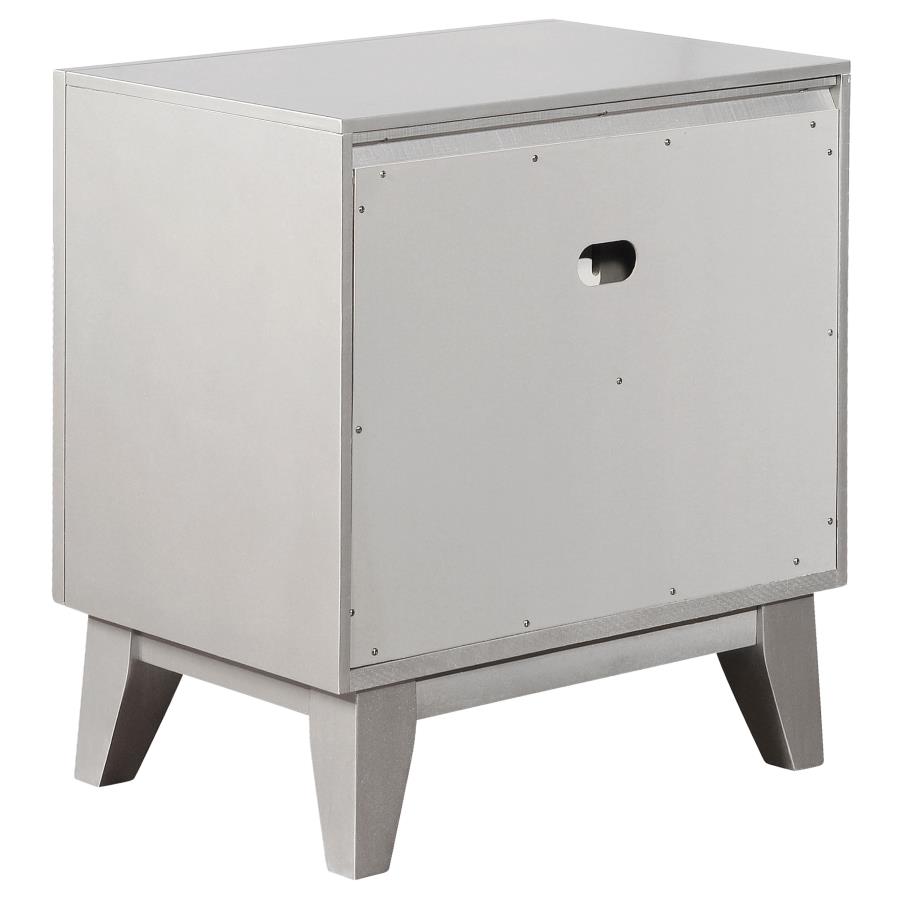 Leighton 2-drawer Nightstand Metallic Mercury view 6