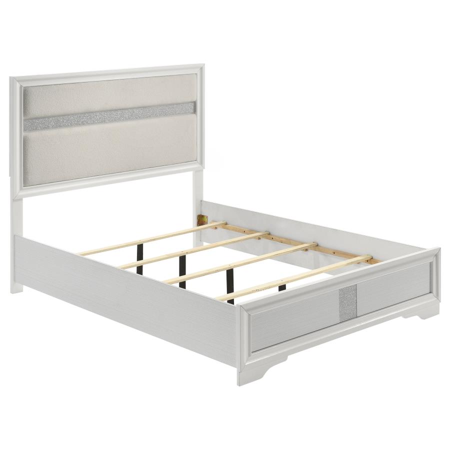 Miranda 54-inch Upholstered Full Panel Bed White — Bedroom Furniture