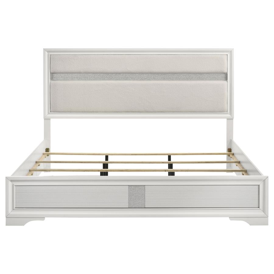 Miranda 54-inch Upholstered Eastern King Panel Bed White view 4