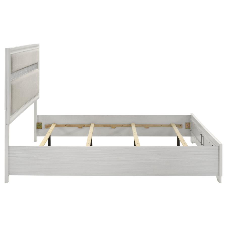 Miranda 54-inch Upholstered Eastern King Panel Bed White view 6