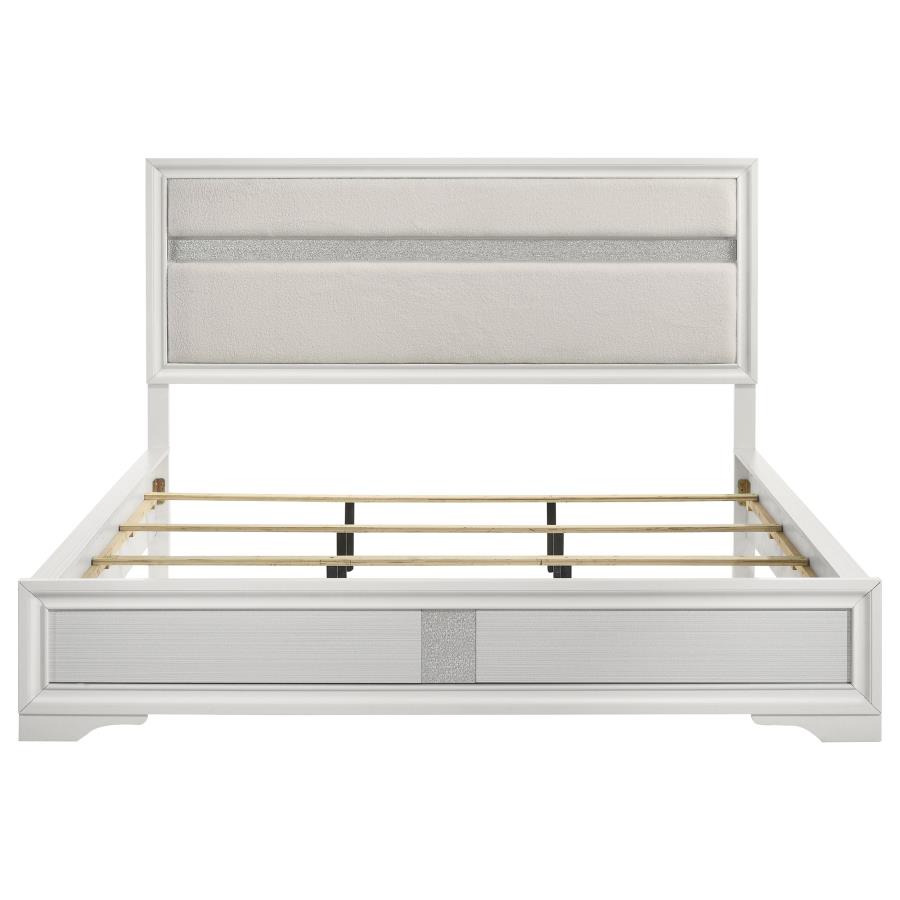 Miranda 54-inch Upholstered California King Panel Bed White view 4