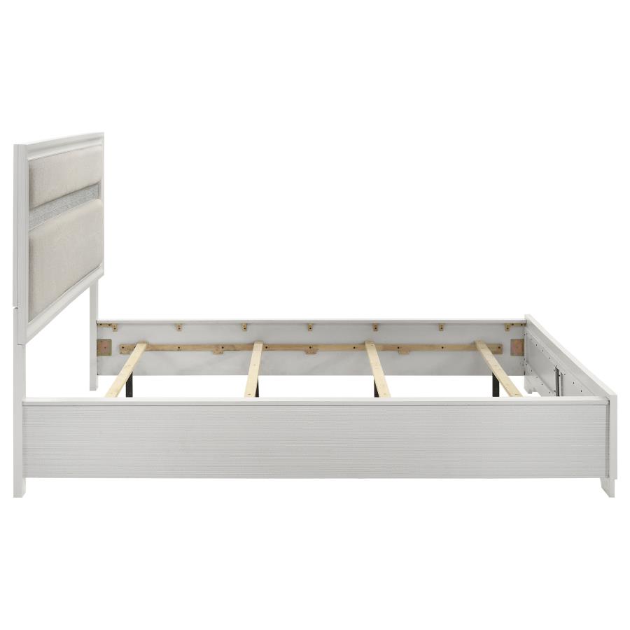 Miranda 54-inch Upholstered California King Panel Bed White view 6