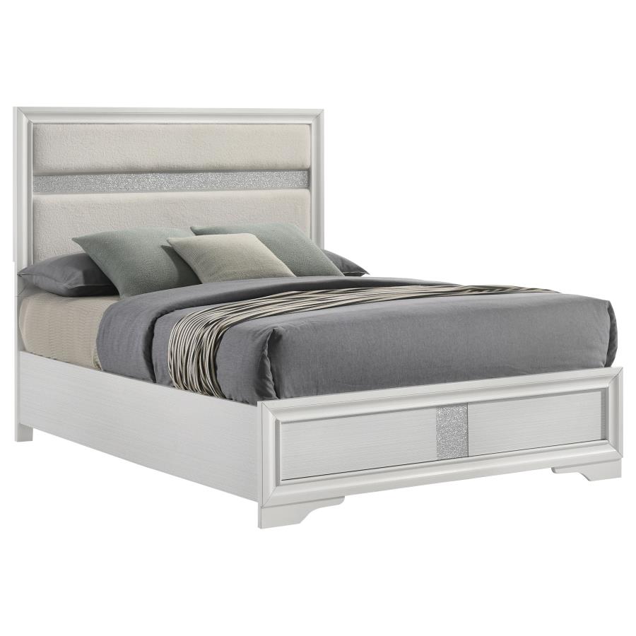 Miranda 54-inch Upholstered Queen Panel Bed White view 3