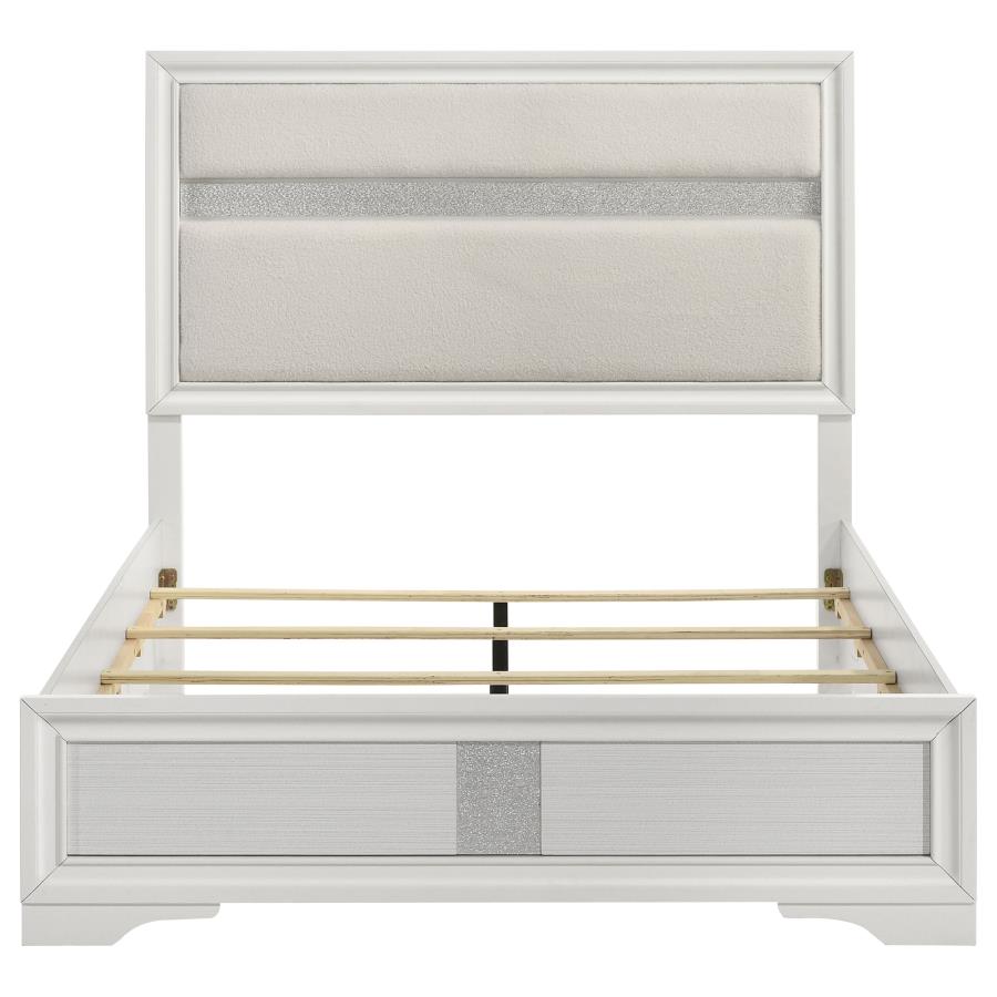 Miranda 54-inch Upholstered Queen Panel Bed White view 4
